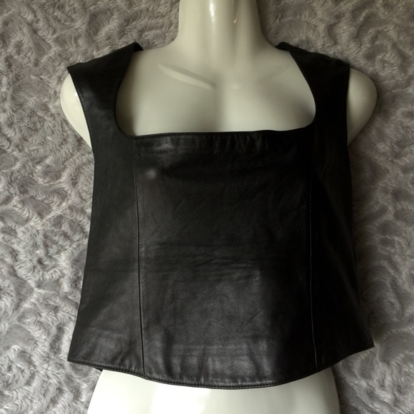 Wilsons Leather Tops - Wilsons Dark Brown Leather Crop Top Size L